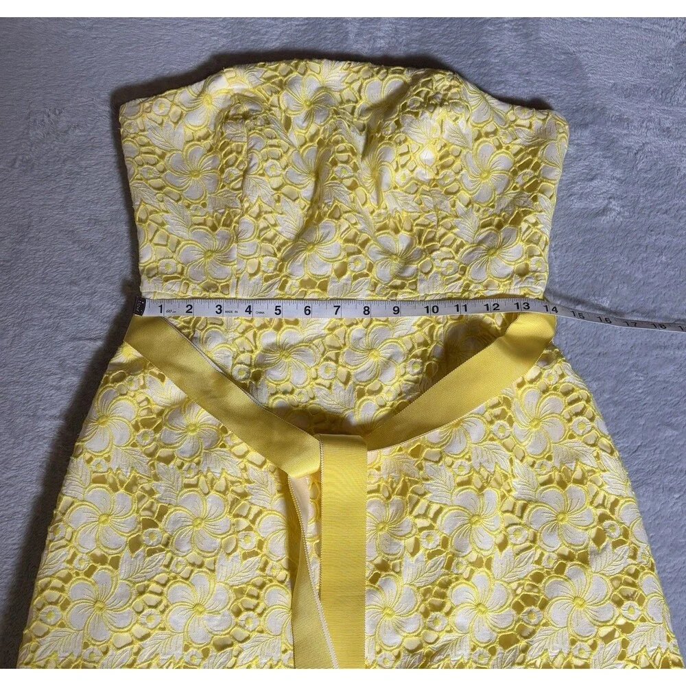 Lilly Pulitzer Yellow Strapless Lace Fit-and-Flare Dress - Picture 4 of 7
